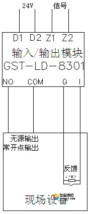 無源輸出時(shí)，輸出檢線電壓由被控設(shè)備提供，模塊與控制設(shè)備的接